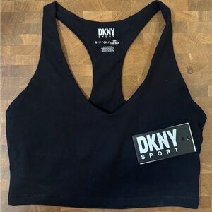 NWT DKNY Sport Black V-Neck Racerback sports bra Top